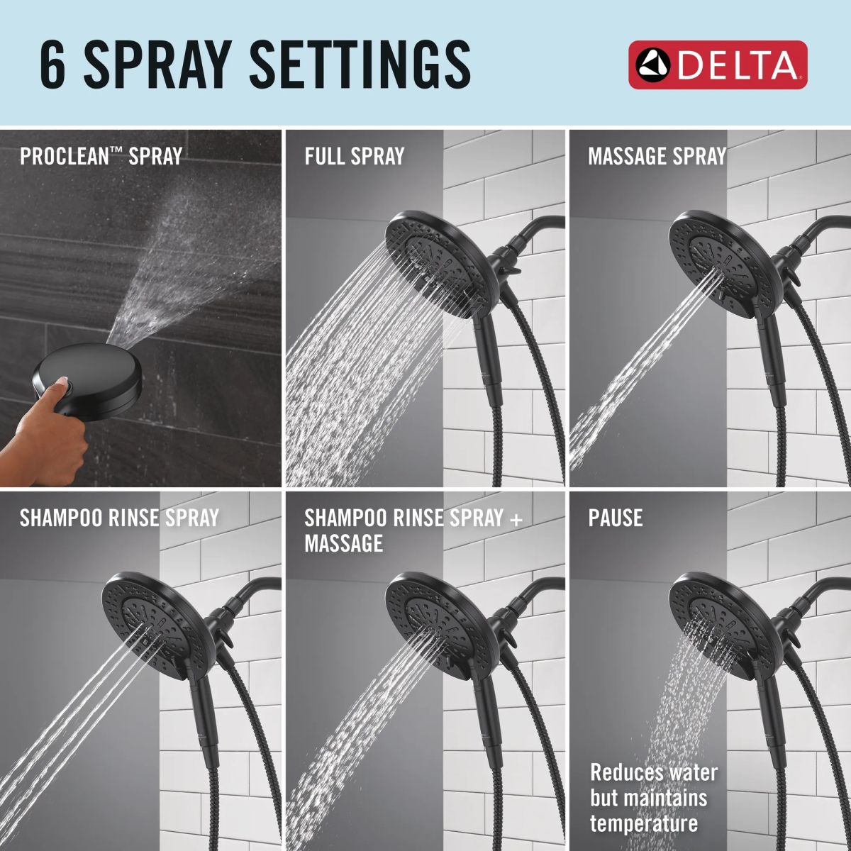DELTA Universal Showering Components 6-Setting In2ition  with ProClean — Matte Black