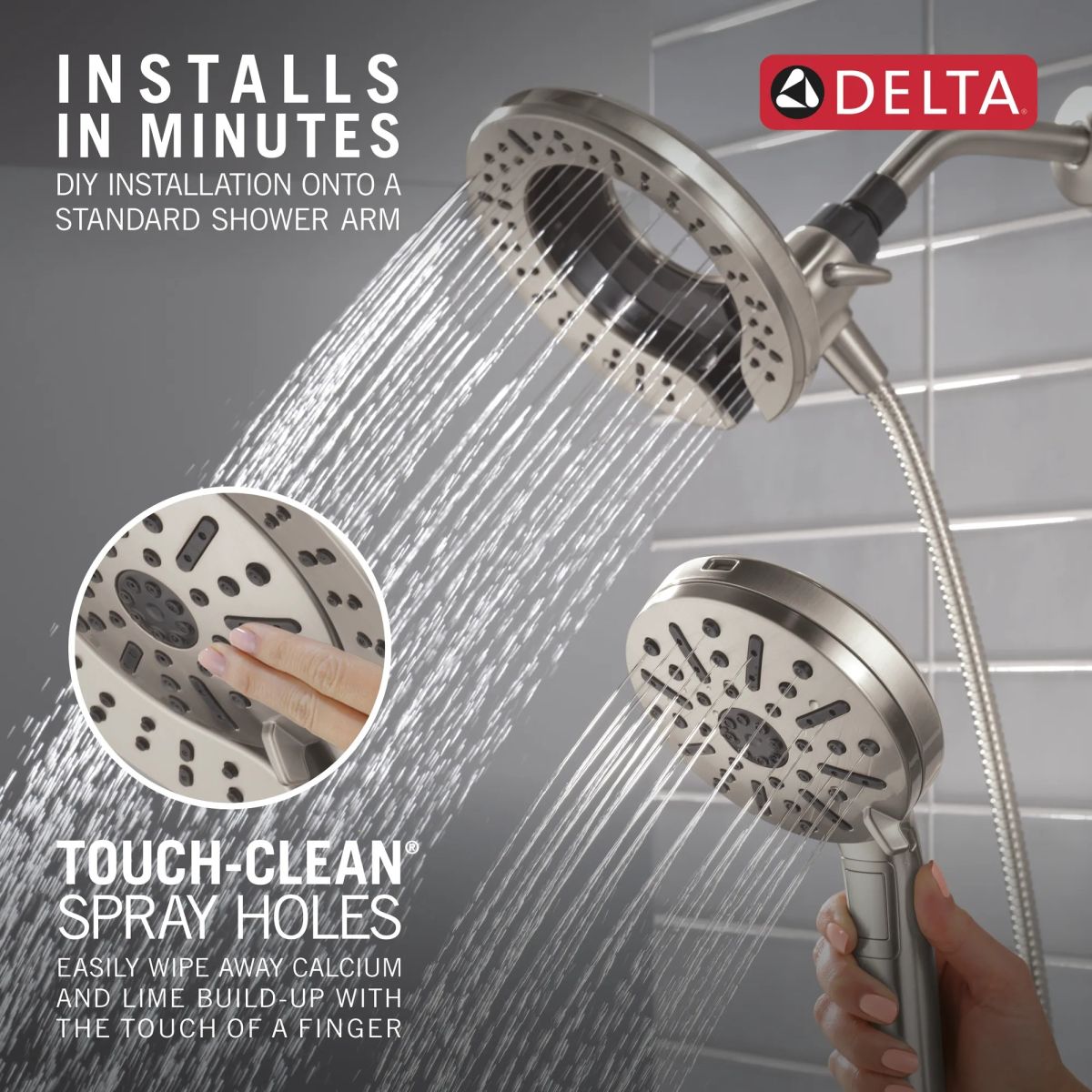 DELTA Universal Showering Components 6-Setting In2ition  with ProClean — Spotshield Brushed Nickel