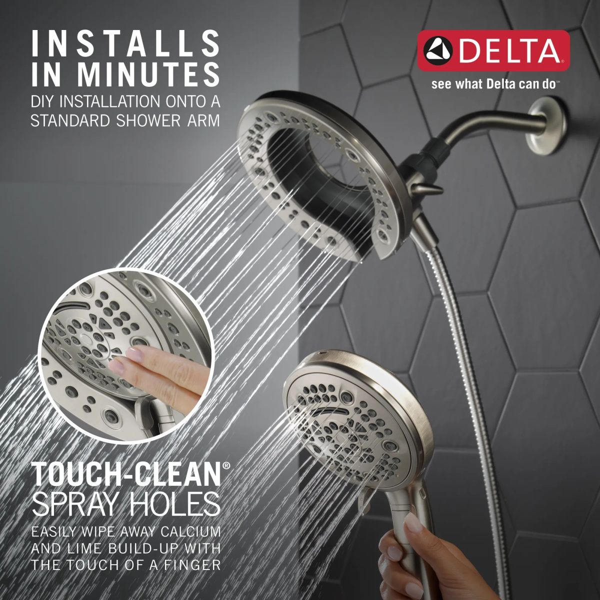 DELTA Universal Showering Components In2ition 7-Setting Two-in-One Shower — Satin Nickel