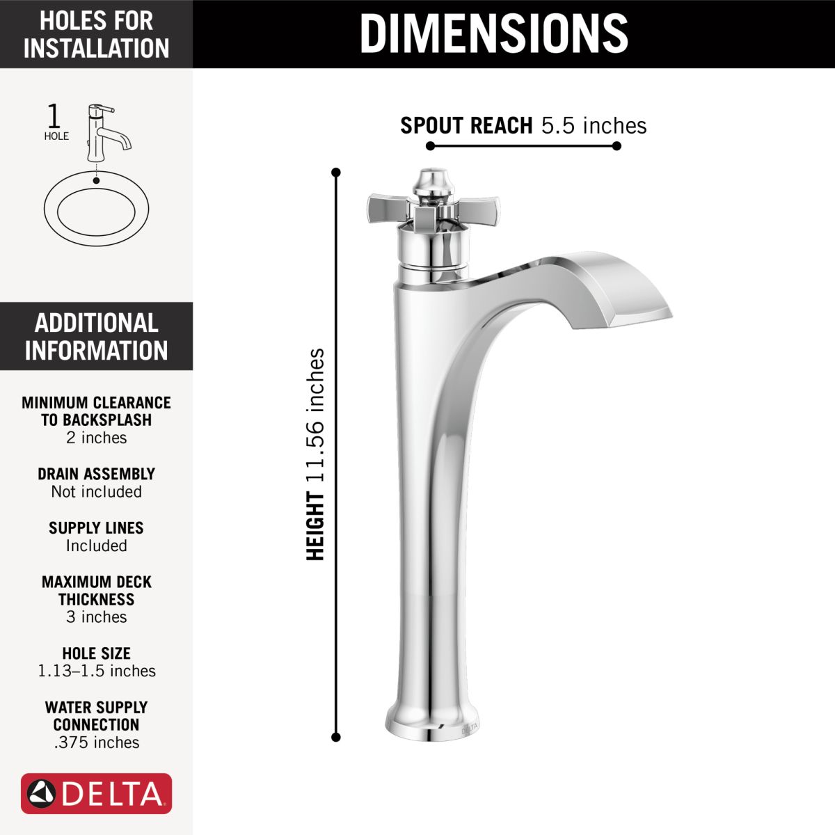 DELTA Dorval Single Handle Vessel Bathroom Faucet — Chrome