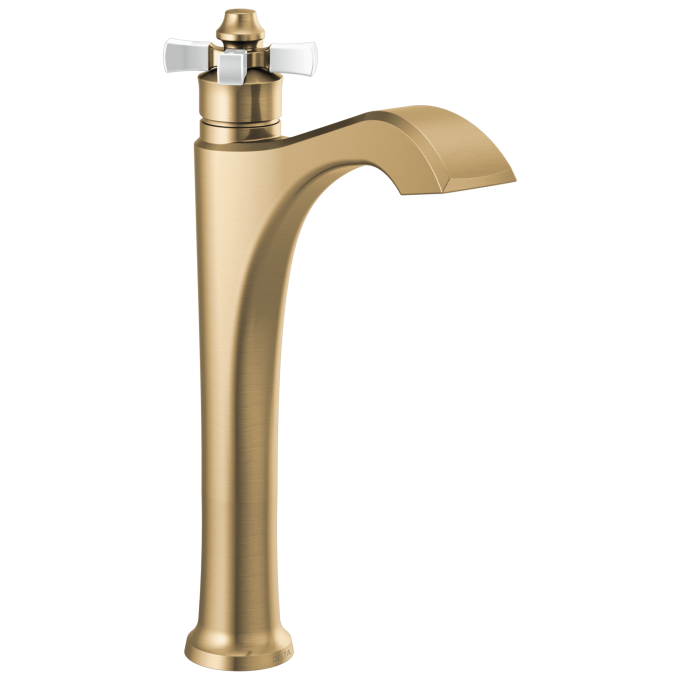 DELTA Dorval Single Handle Vessel Bathroom Faucet — Champagne Bronze / Porcelain