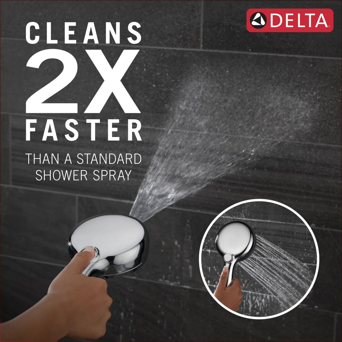 DELTA Universal Showering Components 6-Setting Hand Shower with Cleaning Spray — Chrome