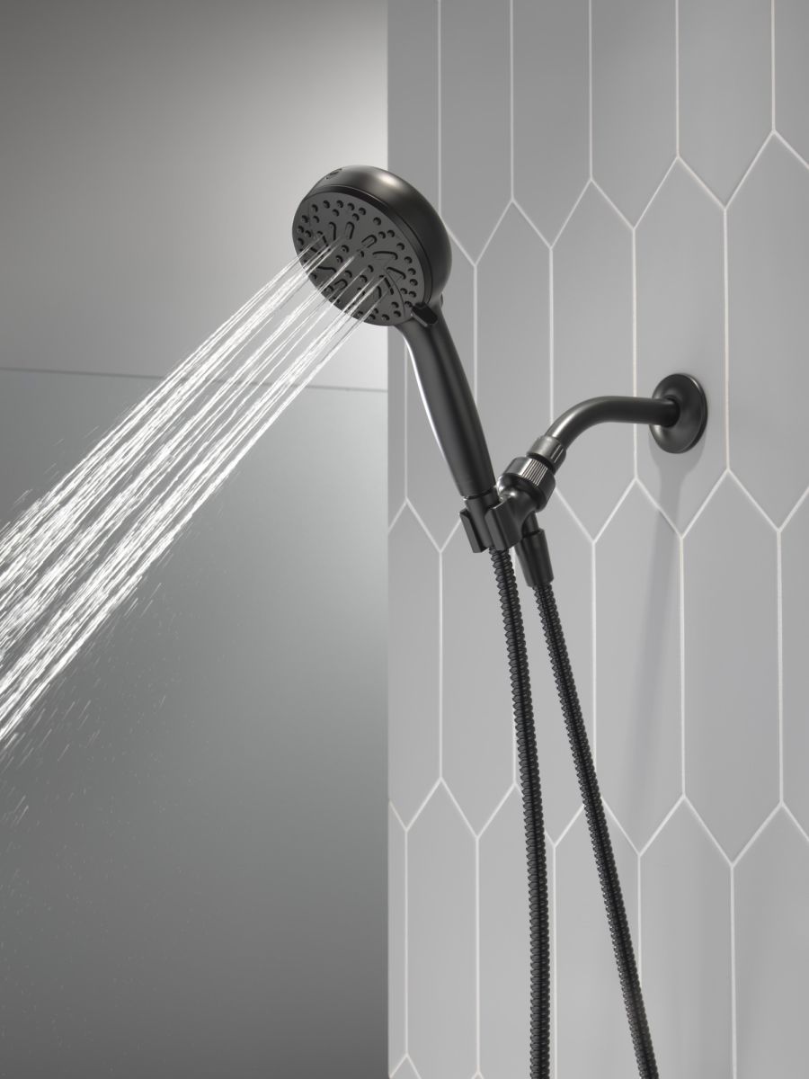 DELTA Universal Showering Components 6-Setting Hand Shower with Cleaning Spray — Matte Black