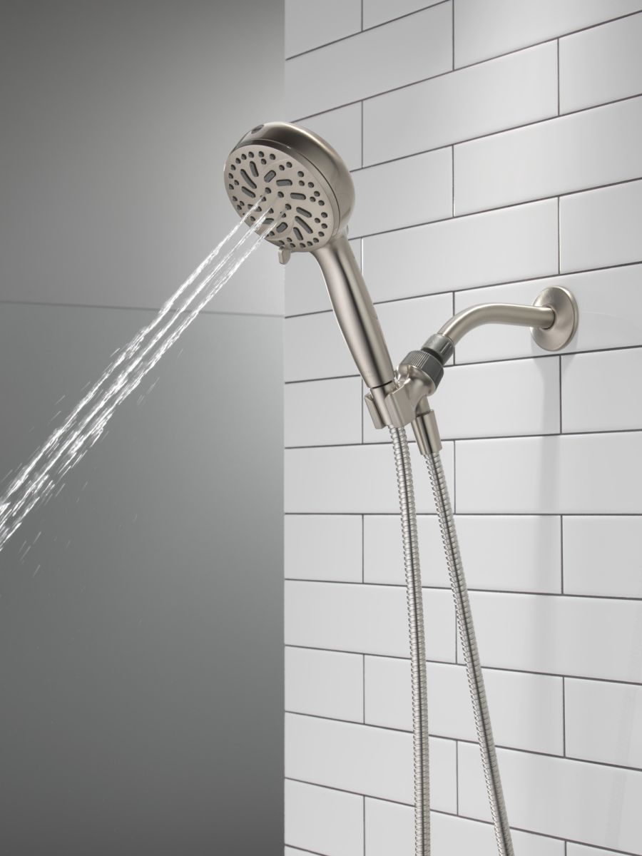 DELTA Universal Showering Components 6-Setting Hand Shower with Cleaning Spray — Spotshield Brushed Nickel