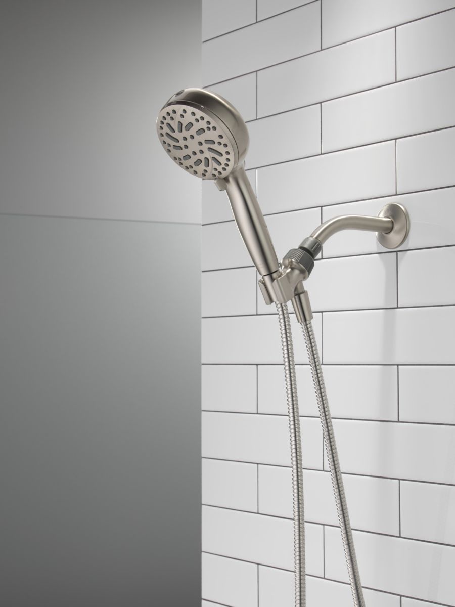 DELTA Universal Showering Components 6-Setting Hand Shower with Cleaning Spray — Spotshield Brushed Nickel