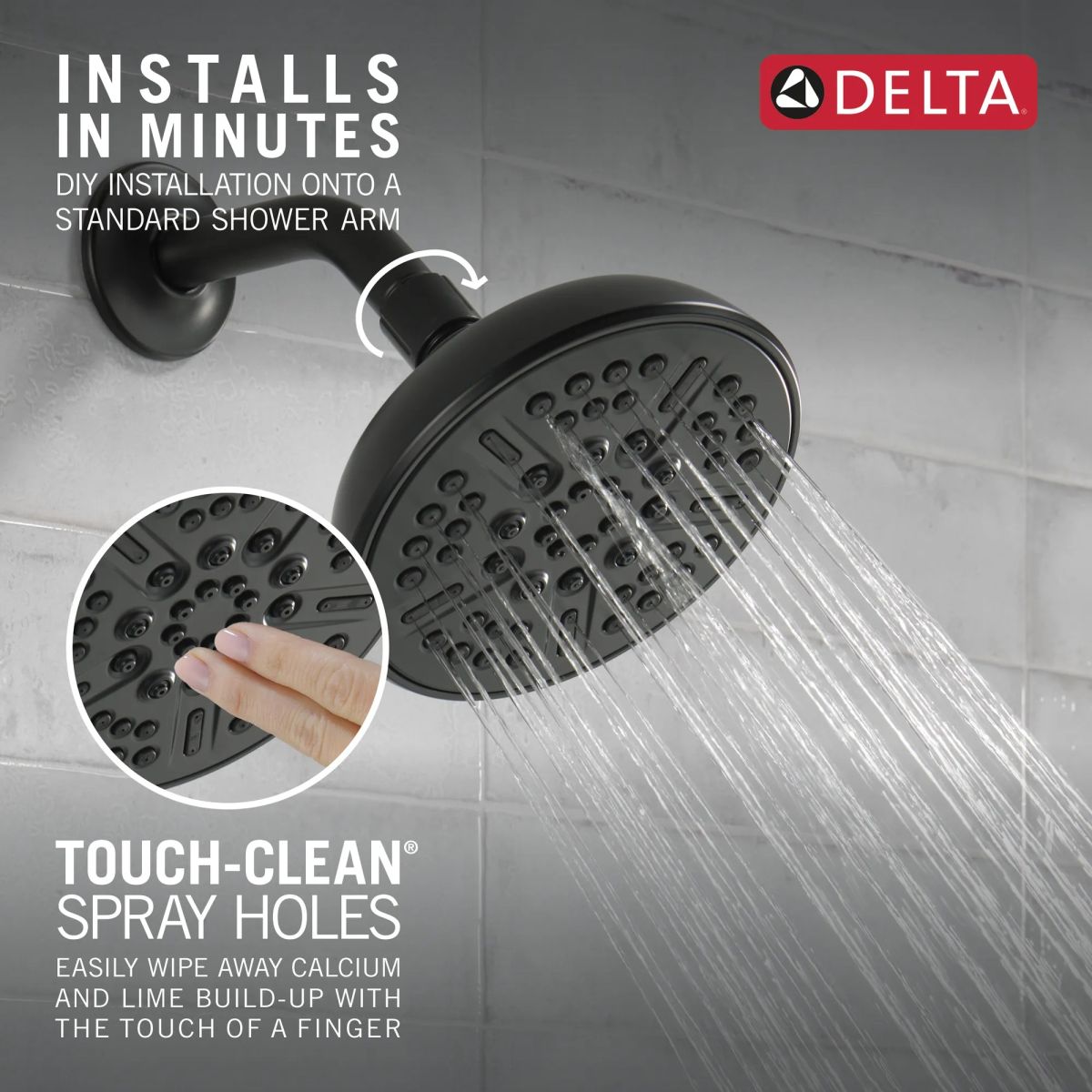 DELTA Universal Showering Components 8-Setting Shower Head — Matte Black
