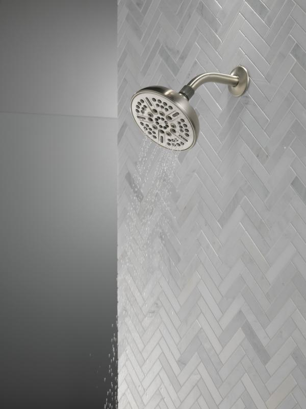DELTA Universal Showering Components 8-Setting Shower Head — Spotshield Brushed Nickel