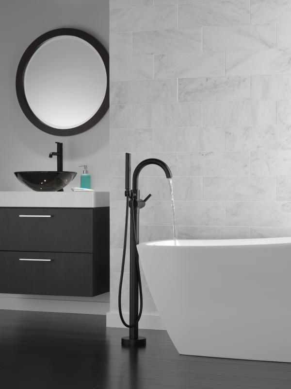 DELTA Trinsic Single Handle Vessel Bathroom Faucet — Matte Black