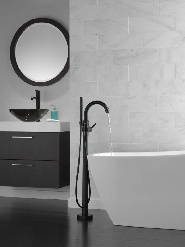 DELTA Trinsic Single Handle Vessel Bathroom Faucet — Matte Black