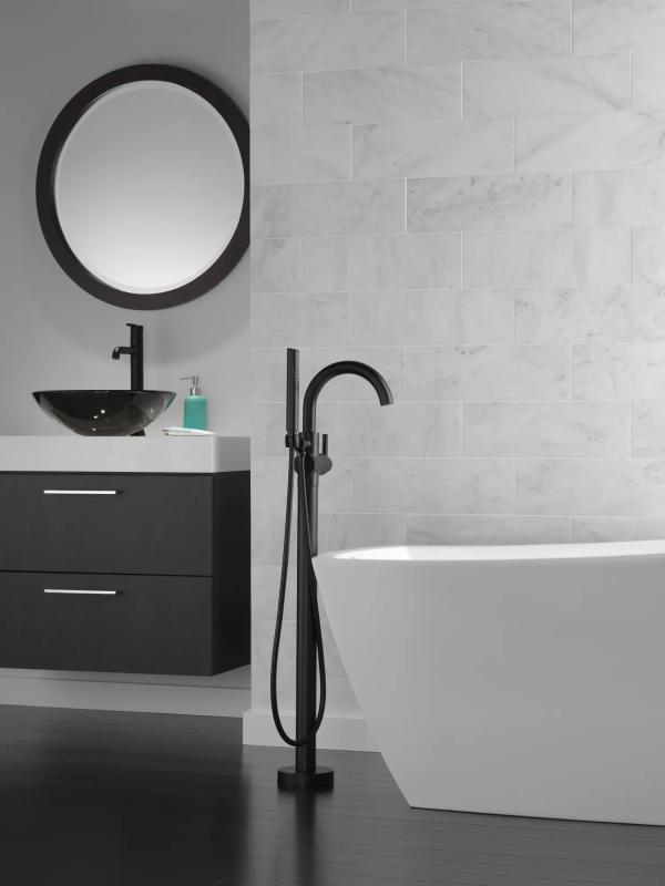 DELTA Trinsic Single Handle Vessel Bathroom Faucet — Matte Black