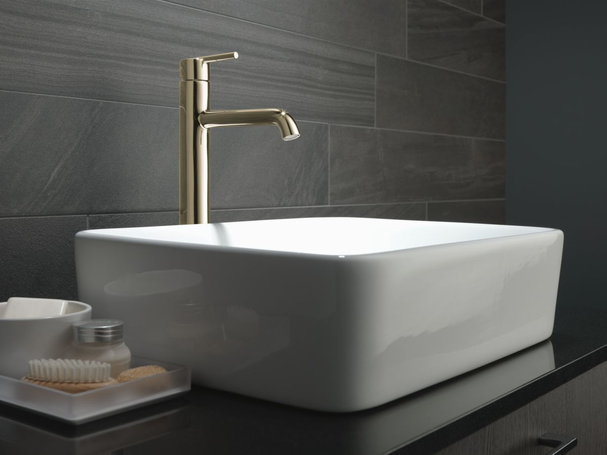 DELTA Trinsic Single Handle Vessel Bathroom Faucet — Polished Nickel