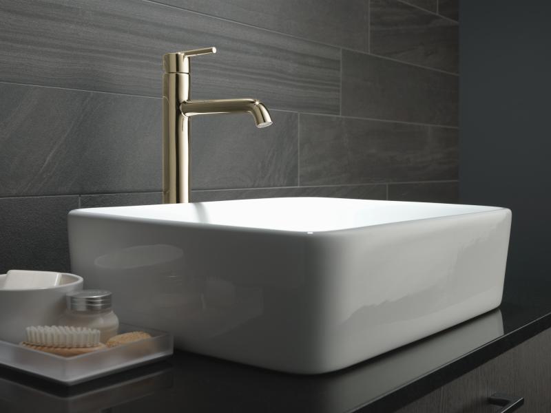 DELTA Trinsic Single Handle Vessel Bathroom Faucet — Polished Nickel
