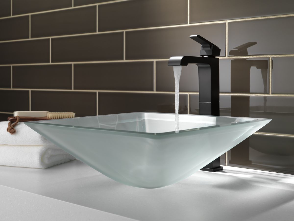 DELTA Ara Single Handle Vessel Bathroom Faucet — Matte Black