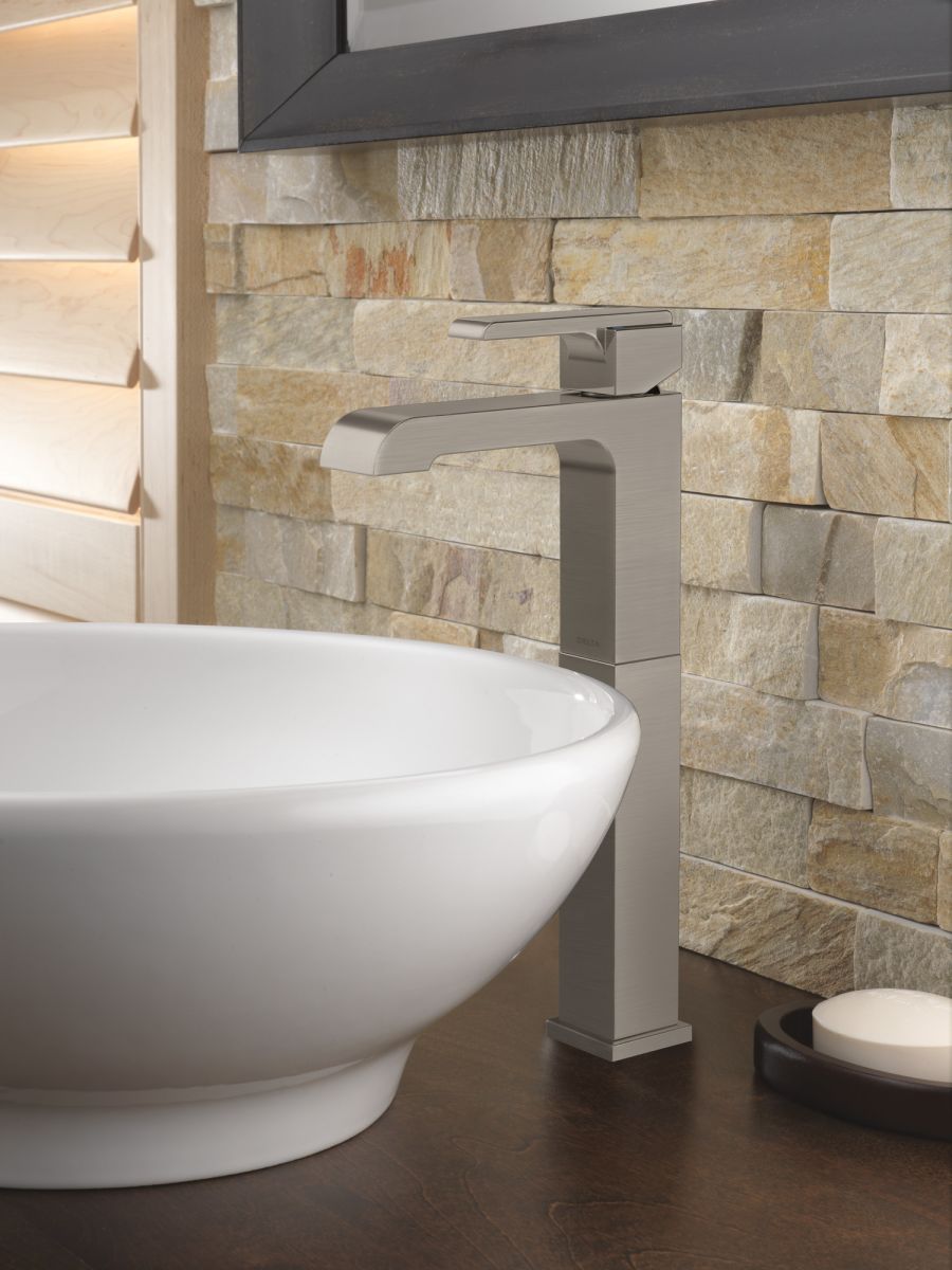 DELTA Ara Single Handle Vessel Bathroom Faucet — Stainless