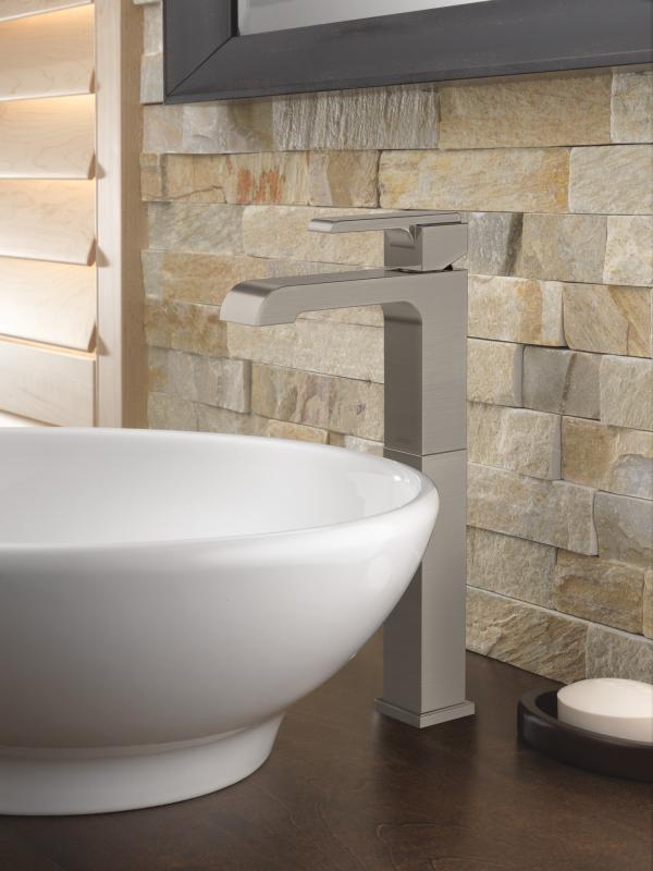 DELTA Ara Single Handle Vessel Bathroom Faucet — Stainless