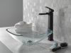 DELTA Ara Single Handle Vessel Channel Bathroom Faucet — Matte Black