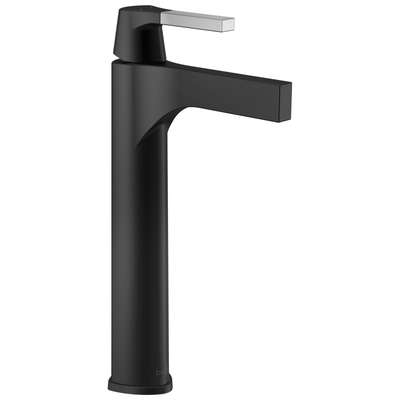 DELTA Zura Single Handle Vessel Bathroom Faucet — Chrome / Matte Black