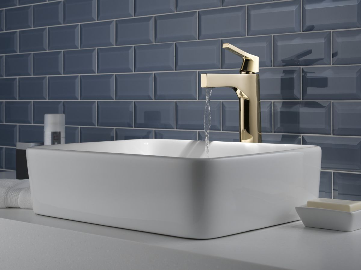 DELTA Zura Single Handle Vessel Bathroom Faucet — Polished Nickel