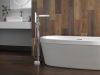 DELTA Zura Single Handle Floor Mount Tub Filler Trim with Hand Shower — Chrome