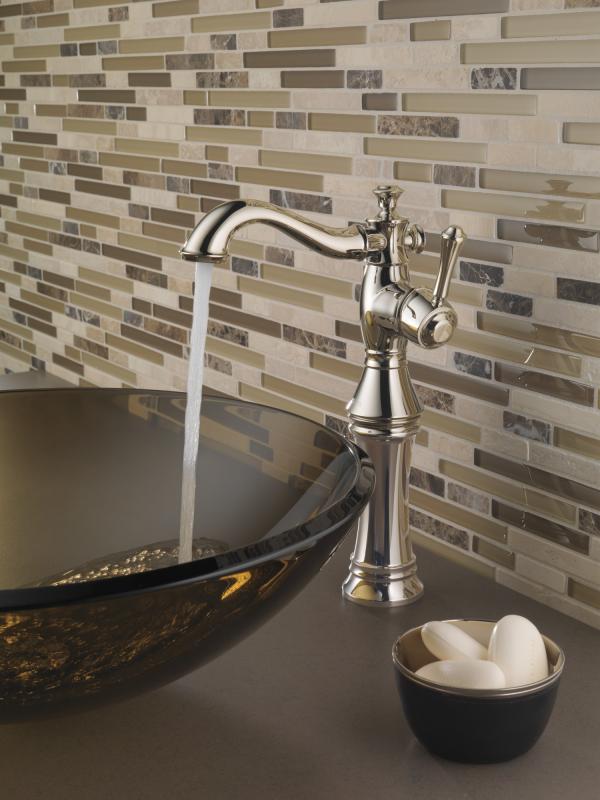 DELTA Cassidy Single Handle Vessel Bathroom Faucet — Polished Nickel