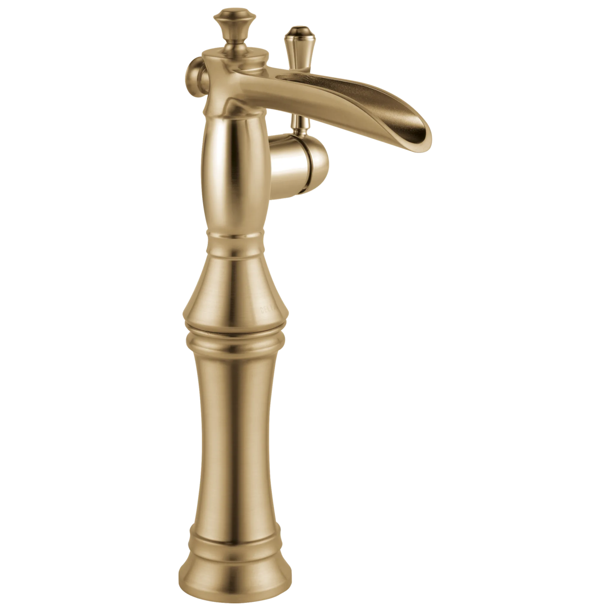DELTA Cassidy Single Handle Channel Vessel Bathroom Faucet — Champagne Bronze