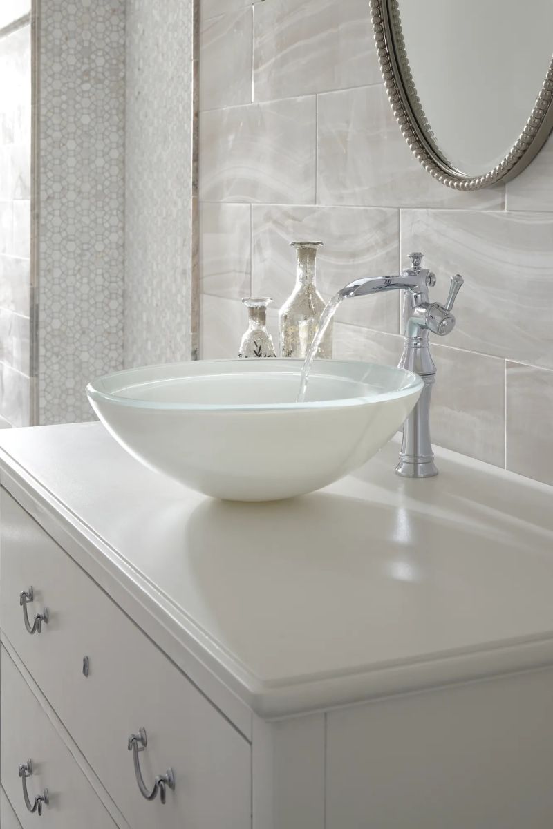 DELTA Cassidy Single Handle Channel Vessel Bathroom Faucet — Chrome