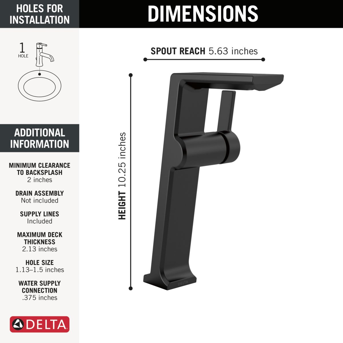 DELTA Pivotal Single Handle Vessel Bathroom Faucet — Matte Black