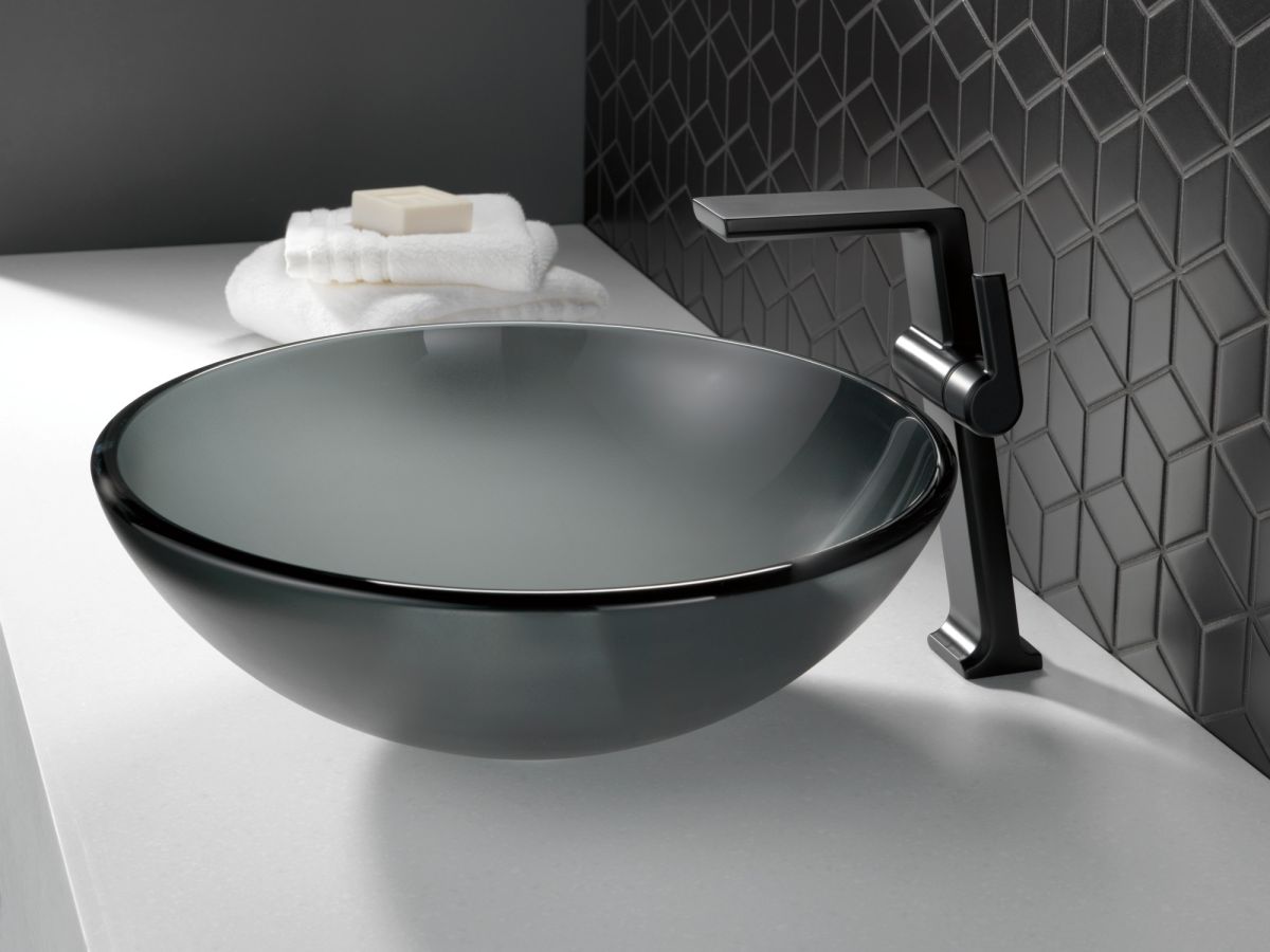 DELTA Pivotal Single Handle Vessel Bathroom Faucet — Matte Black