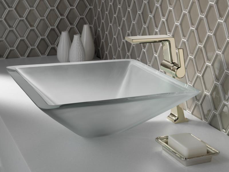 DELTA Pivotal Single Handle Vessel Bathroom Faucet — Lumicoat® Polished Nickel
