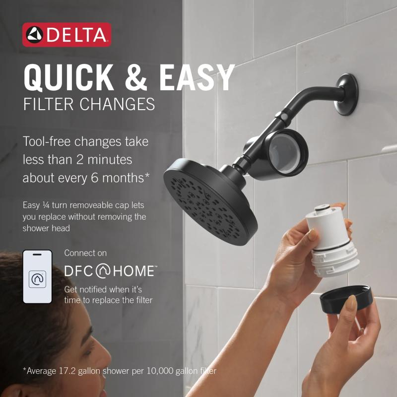DELTA Clarifi Standard Shower Filter Attachment — Matte Black