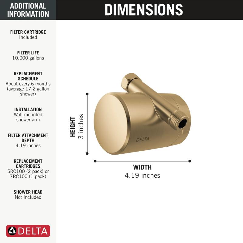 DELTA Clarifi Standard Shower Filter Attachment — Champagne Bronze