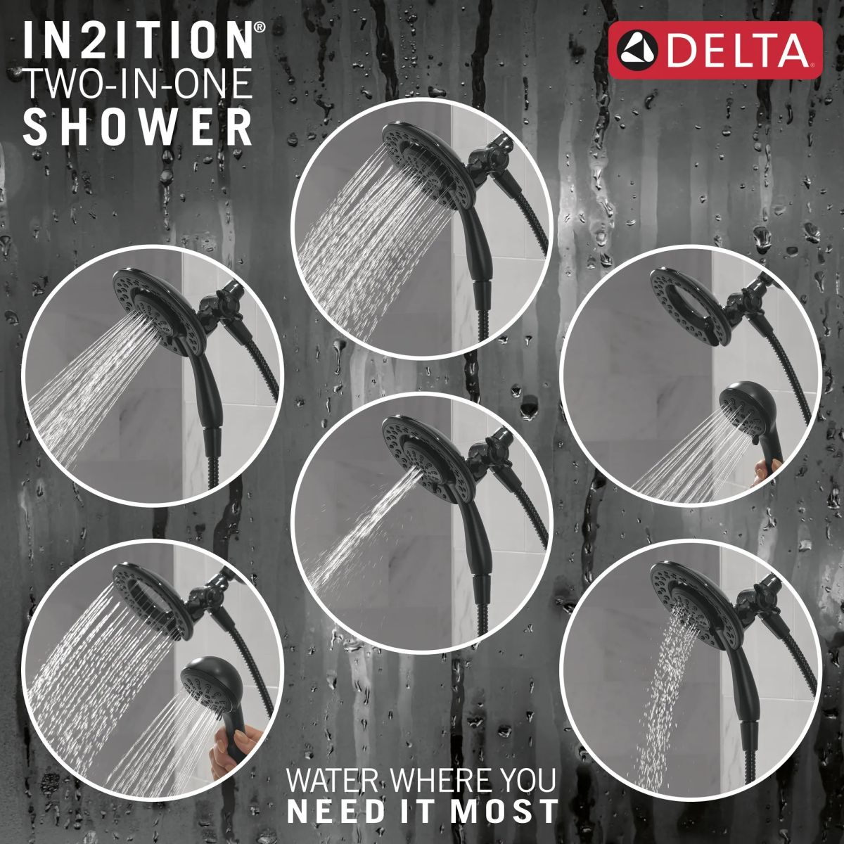 DELTA Clarifi Shower Filter Attachment with 4-Setting In2ition — Matte Black