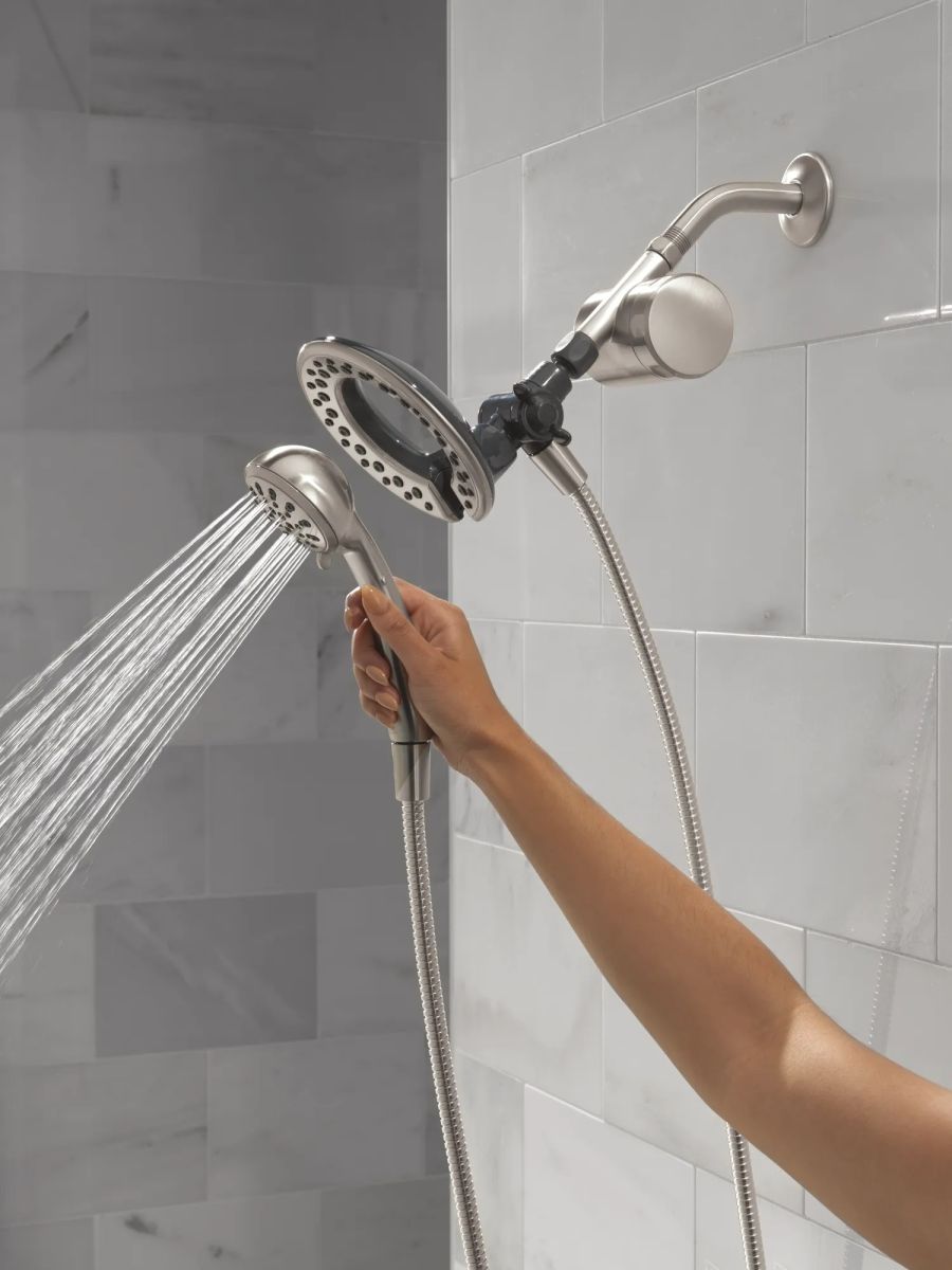 DELTA Clarifi Shower Filter Attachment with 4-Setting In2ition — Spotshield Brushed Nickel