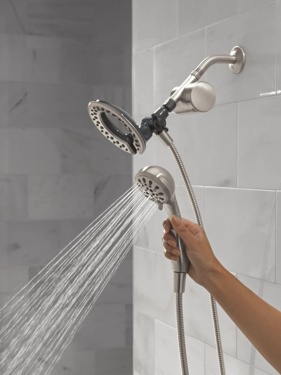 DELTA Clarifi Shower Filter Attachment with 4-Setting In2ition — Spotshield Brushed Nickel