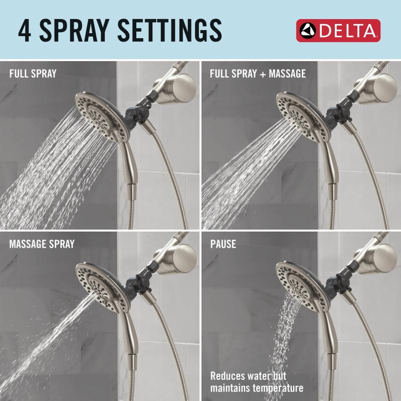 DELTA Clarifi Shower Filter Attachment with 4-Setting In2ition — Spotshield Brushed Nickel
