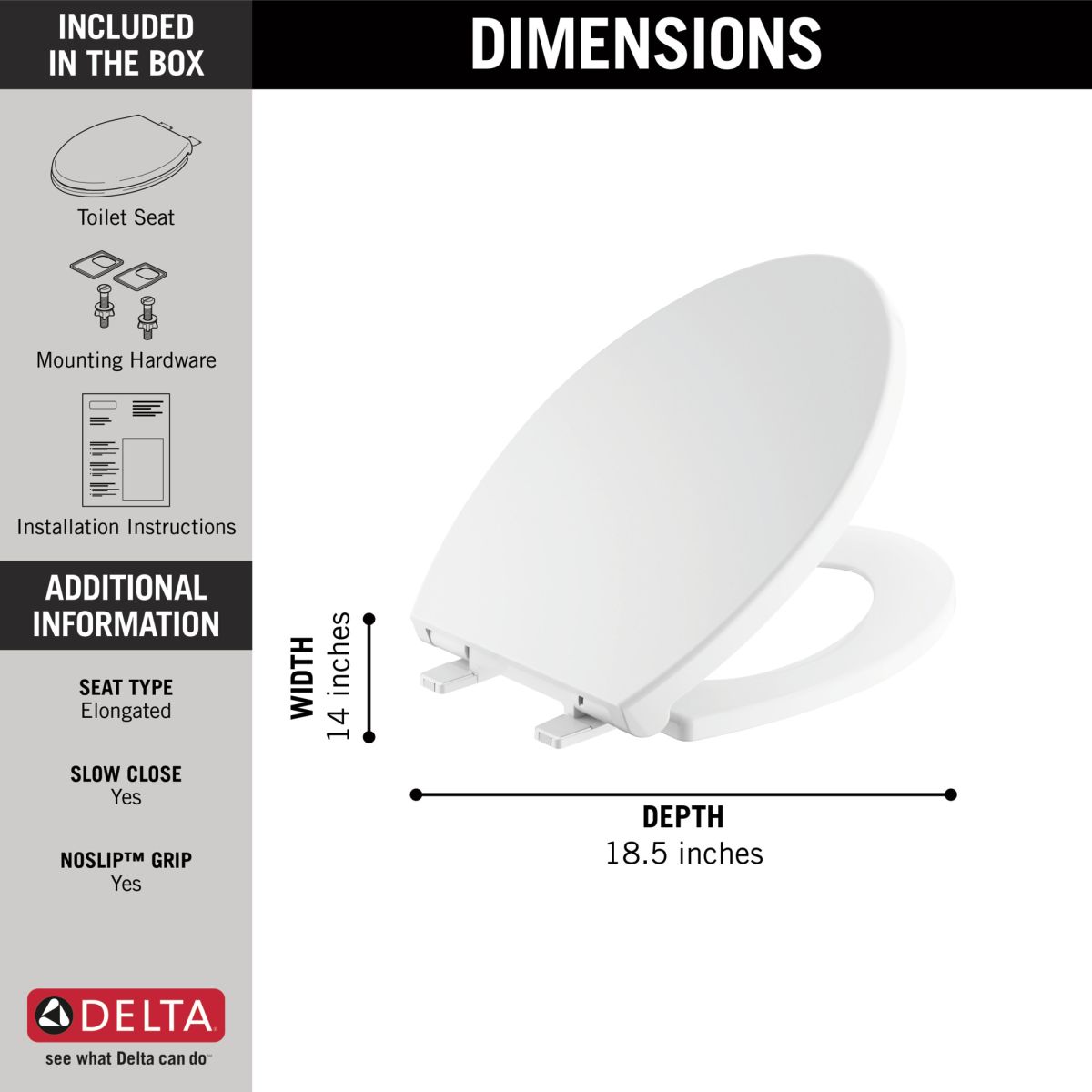 DELTA Morgan Elongated Slow-Close Seat — White