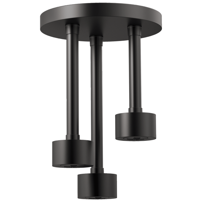 BRIZO Essential Shower Linear Round Single-Function H2Okinetic Pendant Raincan Shower Head — Matte Black