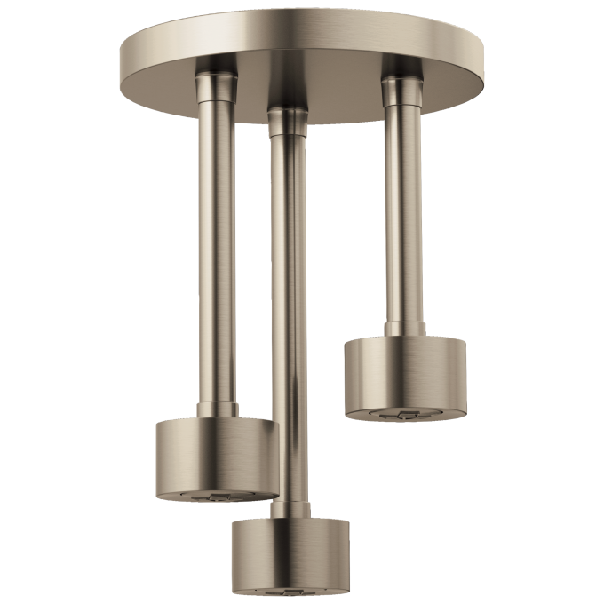 BRIZO Essential Shower Linear Round Single-Function H2Okinetic Pendant Raincan Shower Head — Brushed Nickel