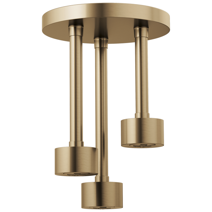 BRIZO Essential Shower Linear Round Single-Function H2Okinetic Pendant Raincan Shower Head — Luxe Gold