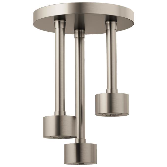 BRIZO Essential Shower Linear Round Single-Function H2Okinetic Pendant Raincan Shower Head — Luxe Nickel