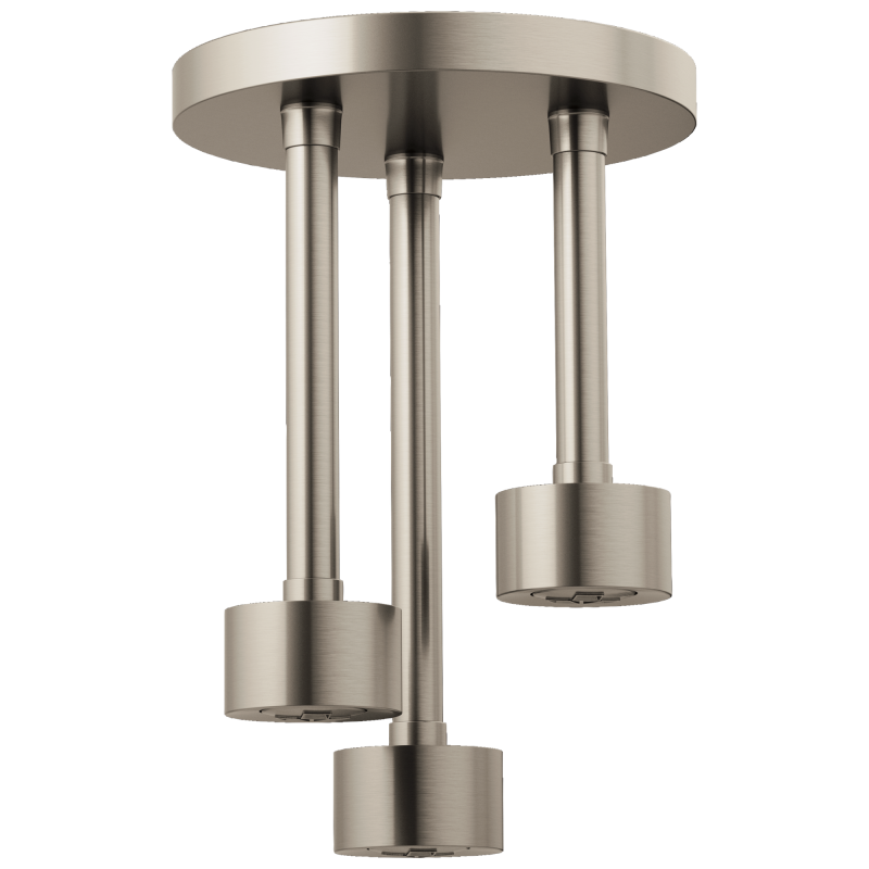 BRIZO Essential Shower Linear Round Single-Function H2Okinetic Pendant Raincan Shower Head — Luxe Nickel