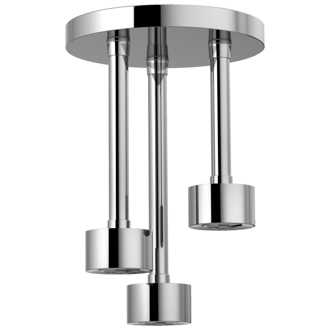 BRIZO Essential Shower Linear Round Single-Function H2Okinetic Pendant Raincan Shower Head — Chrome