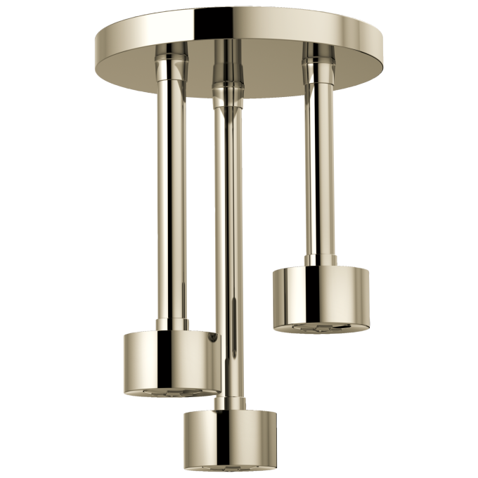 BRIZO Essential Shower Linear Round Single-Function H2Okinetic Pendant Raincan Shower Head — Polished Nickel