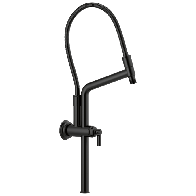 BRIZO Essential Shower 10 7/16" Classic Slide Bar Shower Arm And Flange — Matte Black