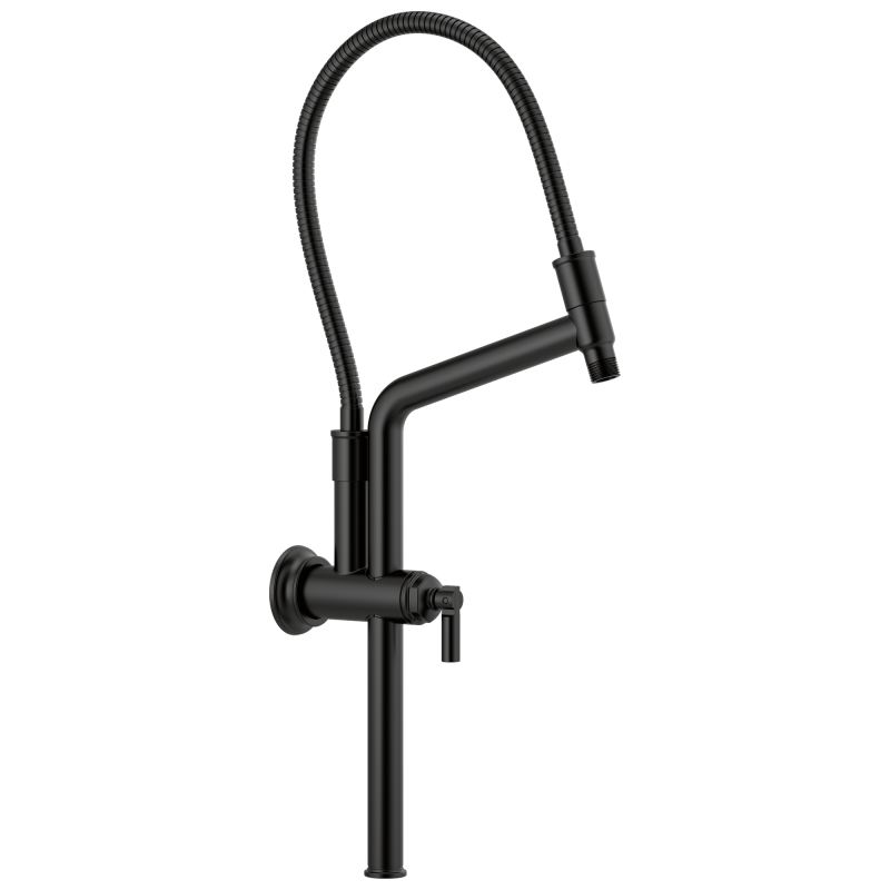 BRIZO Essential Shower 10 7/16" Classic Slide Bar Shower Arm And Flange — Matte Black