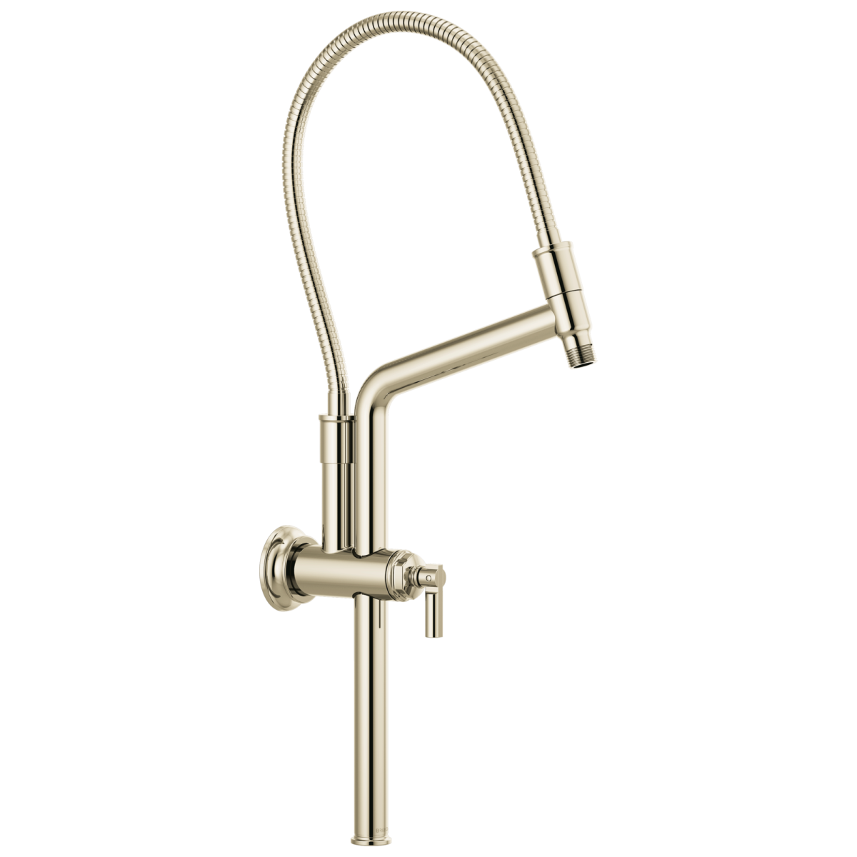 BRIZO Essential Shower 12 7/16" Classic Slide Bar Shower Arm And Flange — Polished Nickel
