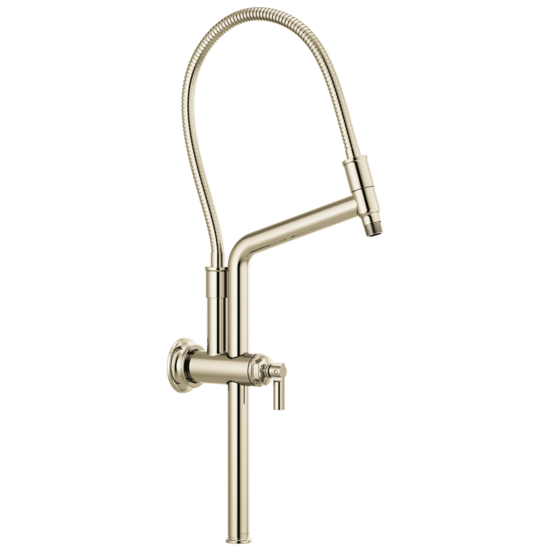 BRIZO Essential Shower 12 7/16" Classic Slide Bar Shower Arm And Flange — Polished Nickel