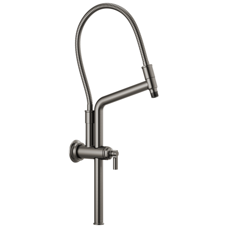 BRIZO Essential Shower 10 7/16" Classic Slide Bar Shower Arm And Flange — Luxe Steel