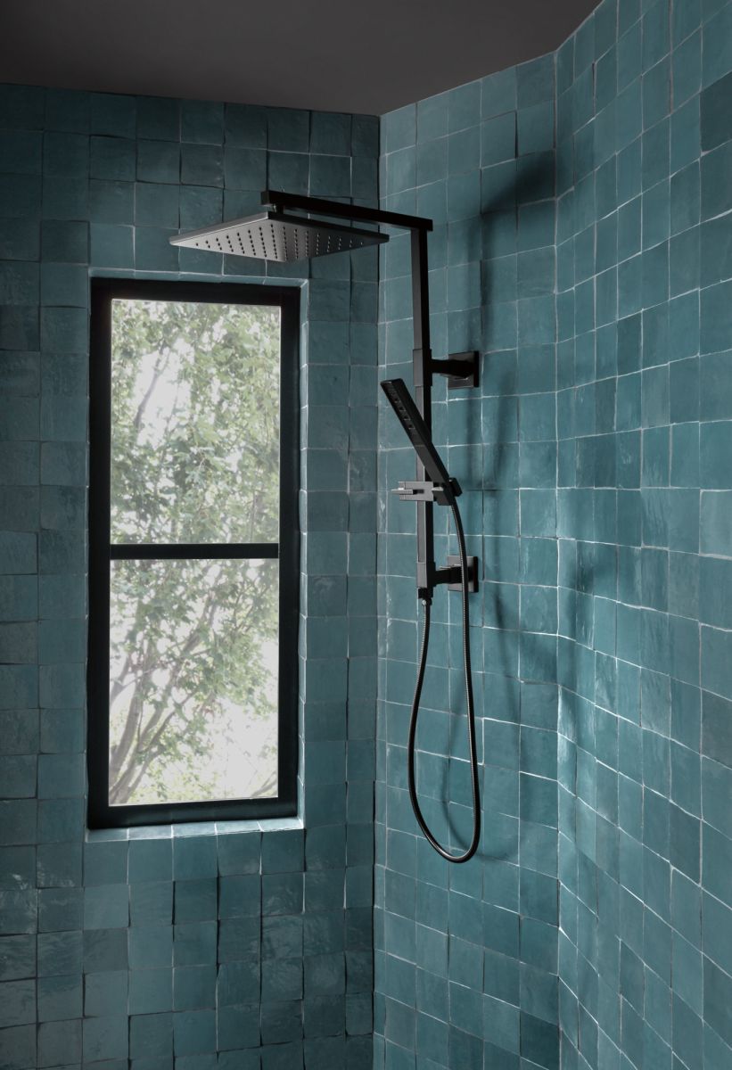 BRIZO Essential Shower 12" Linear Square Single-Function Raincan Shower Head - 1.75 GPM — Matte Black