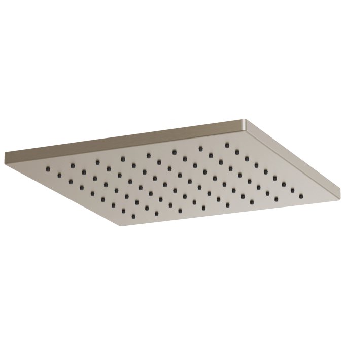 BRIZO Essential Shower 12" Linear Square Single-Function Raincan Shower Head - 1.75 GPM — Brushed Nickel